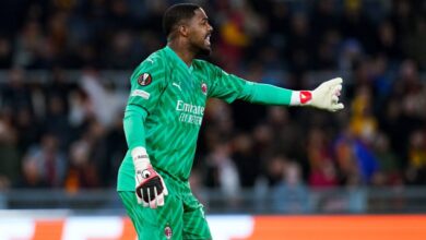 Il portiere rossonero Mike Maignan (Photo by Giuseppe Maffia/IPA Sport via IPA agency)